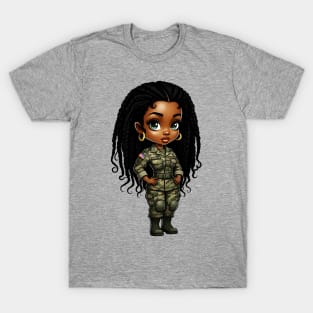 Black Military Woman T-Shirt